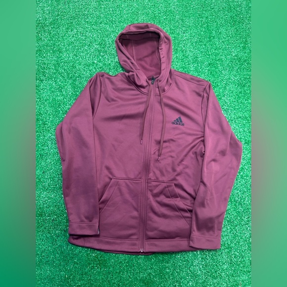 Adidas red hoodie sweatshirt full zip up jacket size larger - Picture 1 of 4